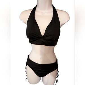 Merona black two-piece halter top bikini Swimsuit